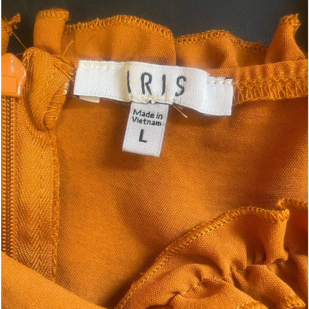 Ruffled Orange,brown dress, zipper back, adjustable spaghetti straps, Large - Picture 8 of 9